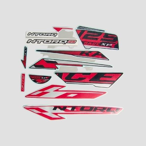 Reliable Stckr Set Ntorq 125 Race Xp Red for TVS Two-wheelers