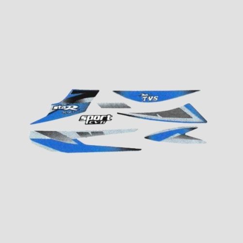 Durable Stckr Set Star Sport [Blk Tank-Blue] for TVS Two-wheelers